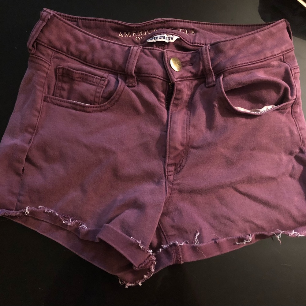 American Eagle maroon cut off shorts size 4